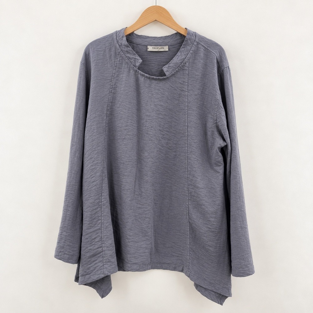 Eleven Stitch Lagenlook Tunic Top Womens XL Gray Art To Wear Minimalist Mori Kei
